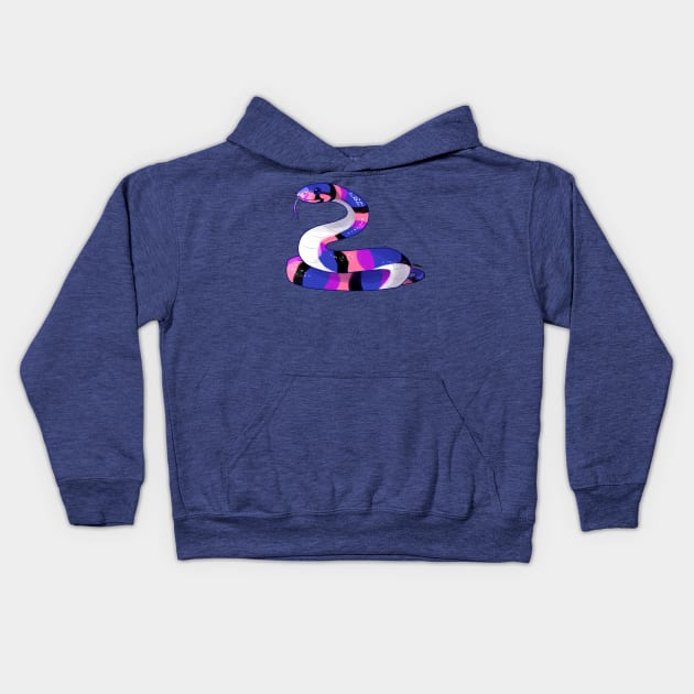 Genderfluid Snake Kids Hoodie by candychameleon